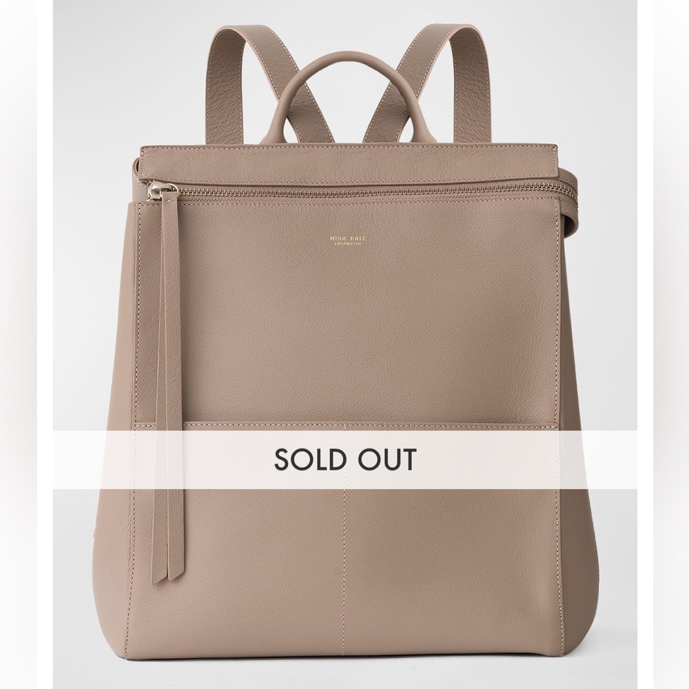 Mina Baie Harper Leather Baby Bag Large Full Size Blush Tan Taupe Backpack Used